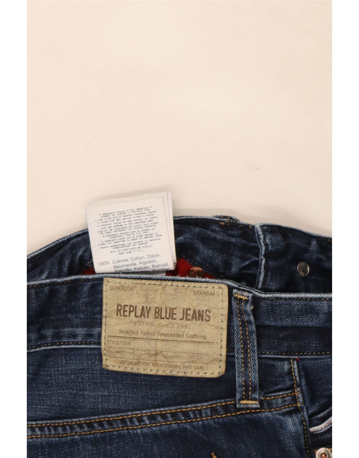 Jeans dritti da uomo Replay W32 L32 in cotone blu navy