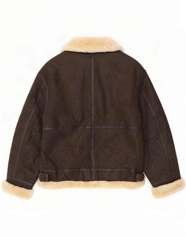 Giacca in shearling da donna Conbipel UK 16 grande in pelle marrone