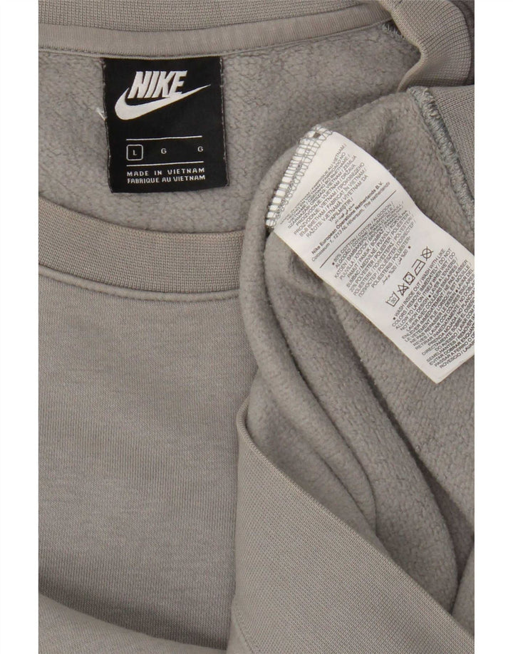 Felpa grafica Nike da uomo, maglione grande, cotone grigio