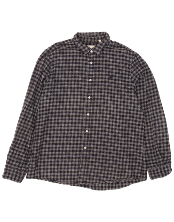 Camicia da uomo in flanella dal taglio classico Jack Wills XL in cotone a quadretti blu navy