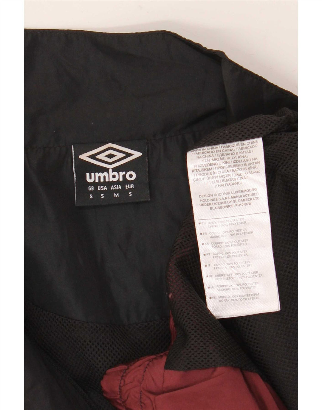 Giacca da ginnastica grafica da uomo Umbro, piccola, in poliestere a blocchi di colore marrone