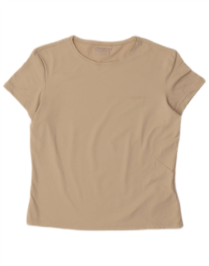 REEBOK Womens T-Shirt Top UK 12 Medium Yellow Nylon