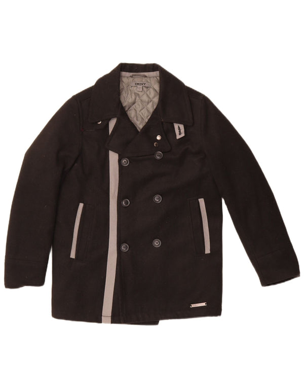 Cappotto da marinaio da donna Dkny UK 10 piccolo poliestere color block nero