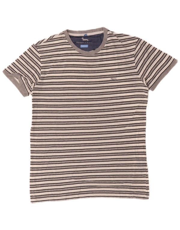 T-shirt da uomo a vestibilità stretta Harmont & Blaine in cotone a righe bianche medie