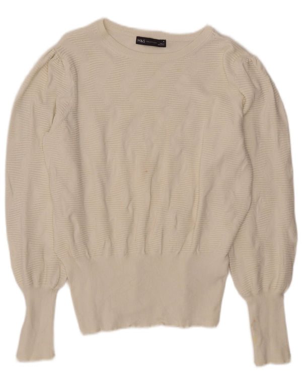 Maglione maglione con scollo a barca da donna Marks & Spencer UK 12 medio bianco sporco