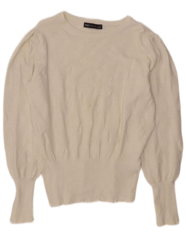 Maglione maglione con scollo a barca da donna Marks & Spencer UK 12 medio bianco sporco