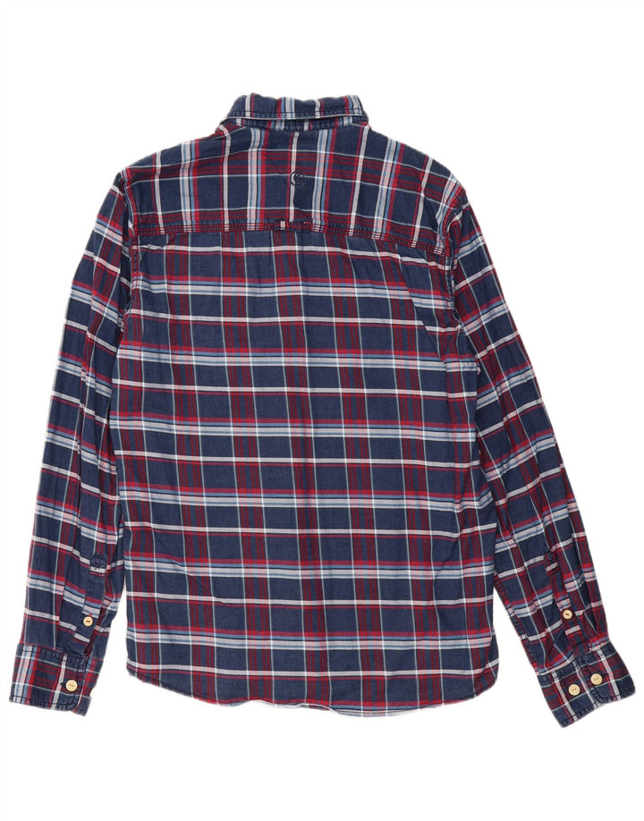 Fat Face Camicia da uomo in flanella dal taglio classico, cotone medio a quadri blu navy