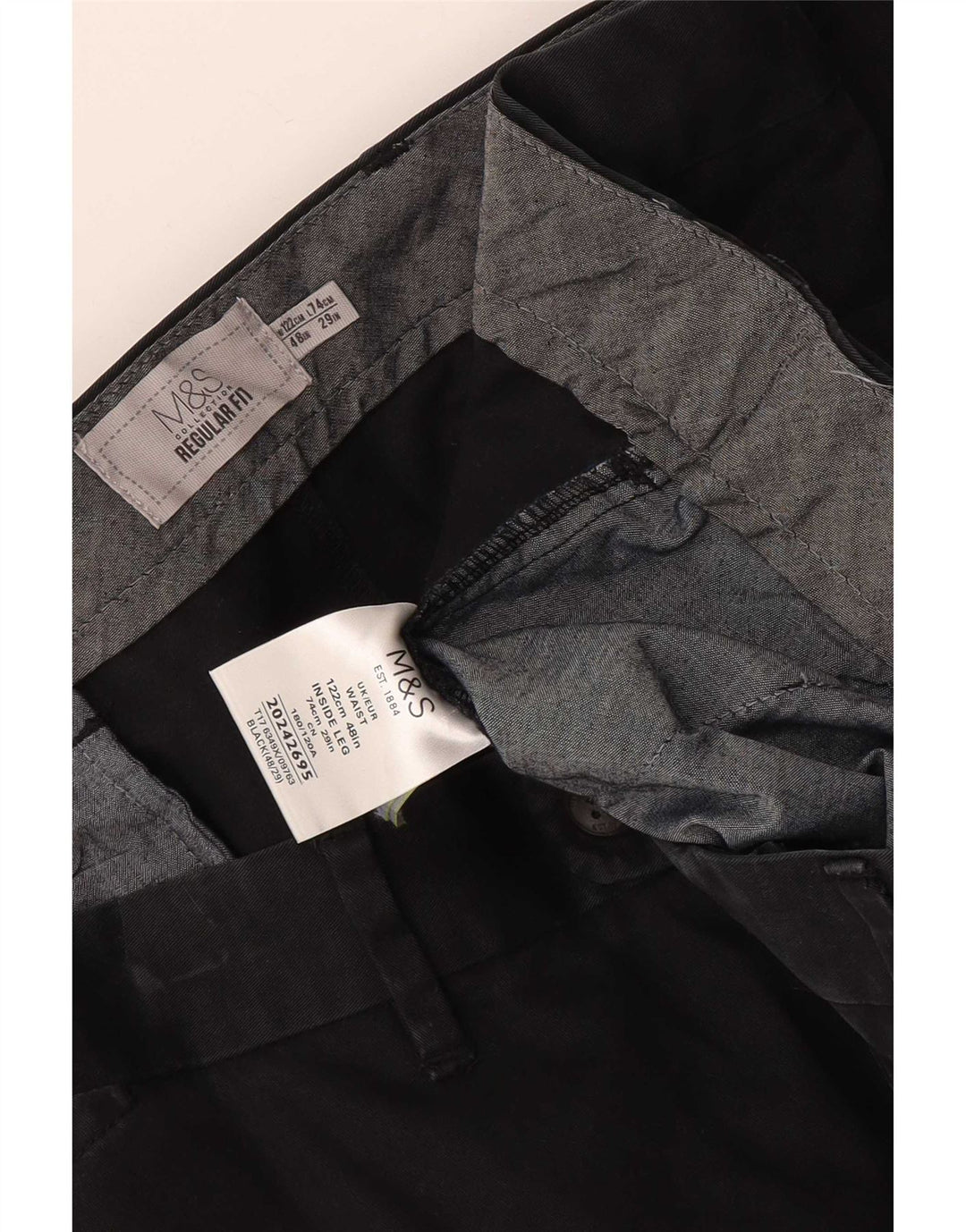 Pantaloncini chino vestibilità regolare da uomo Marks & Spencer W48 4XL cotone nero