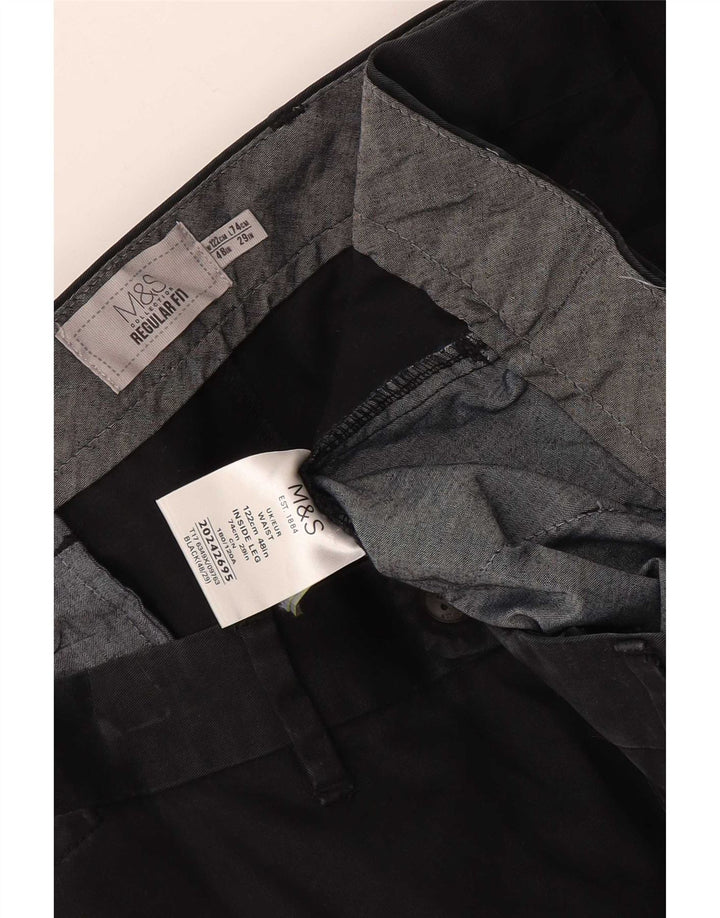 Pantaloncini chino vestibilità regolare da uomo Marks & Spencer W48 4XL cotone nero
