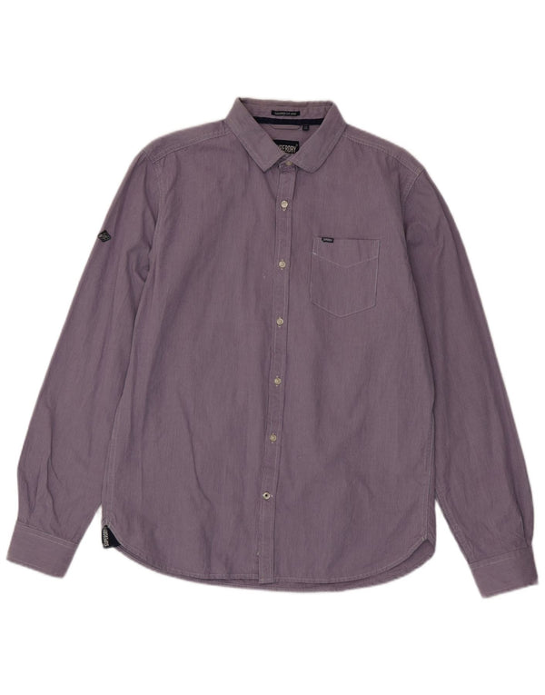Camicia da uomo Superdry XL viola gessato in cotone