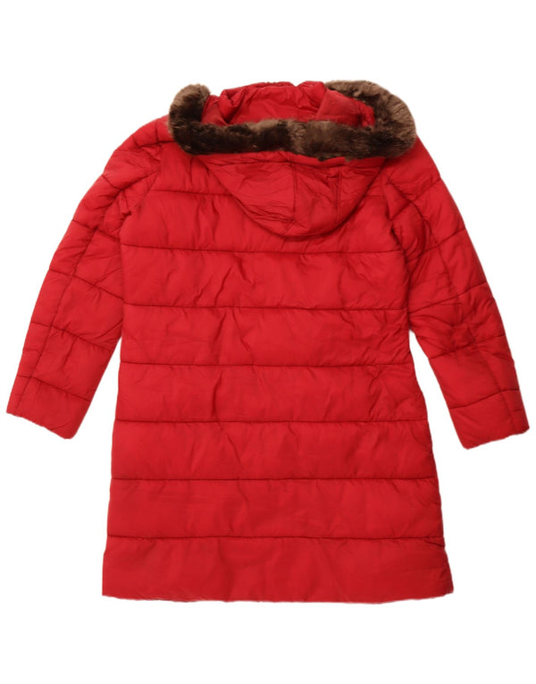 Cappotto imbottito con cappuccio da donna Joules UK 14 Large Rosso in poliammide