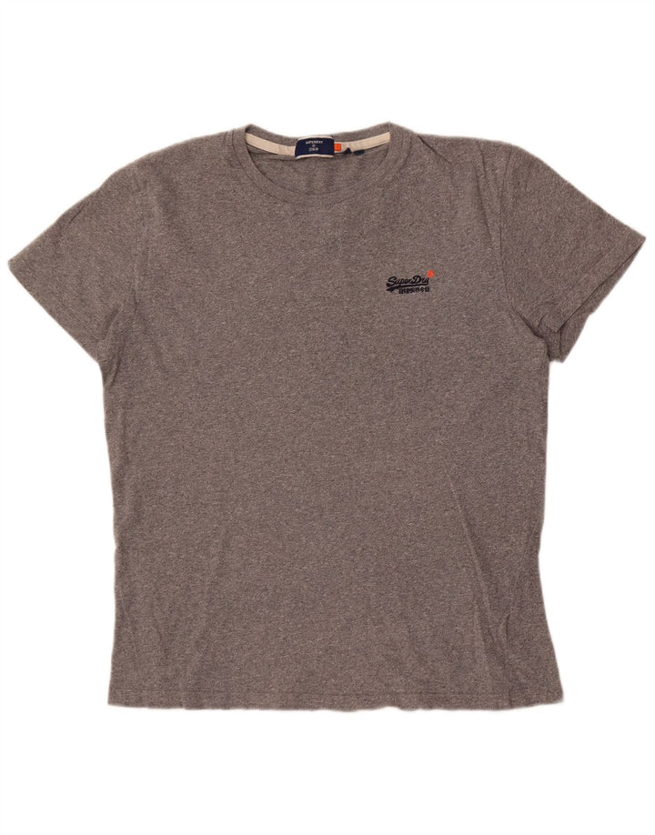T-shirt da uomo Superdry Top grande in cotone chiazzato grigio