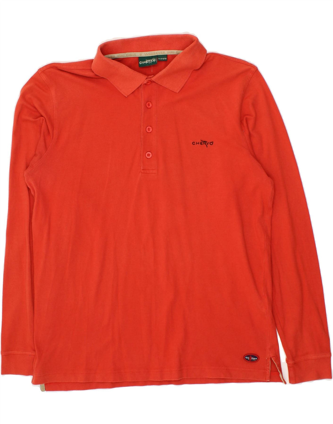CHERVO Mens Long Sleeve Polo Shirt IT 50 Medium Red Cotton Vintage Chervo and Second-Hand Chervo from Messina Hembry 