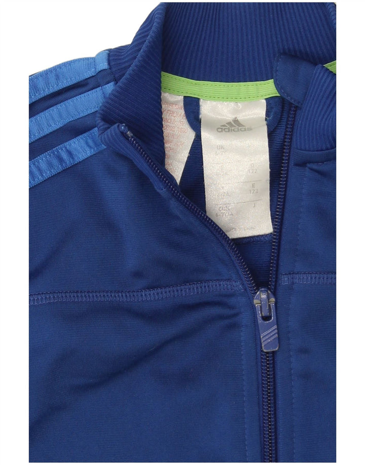 ADIDAS Boys Tracksuit Top Jacket 6-7 Years Blue Polyester