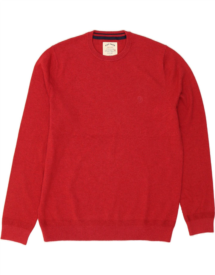 FAT FACE Mens Crew Neck Jumper Sweater Large Red Cotton Vintage Fat Face and Second-Hand Fat Face from Messina Hembry 