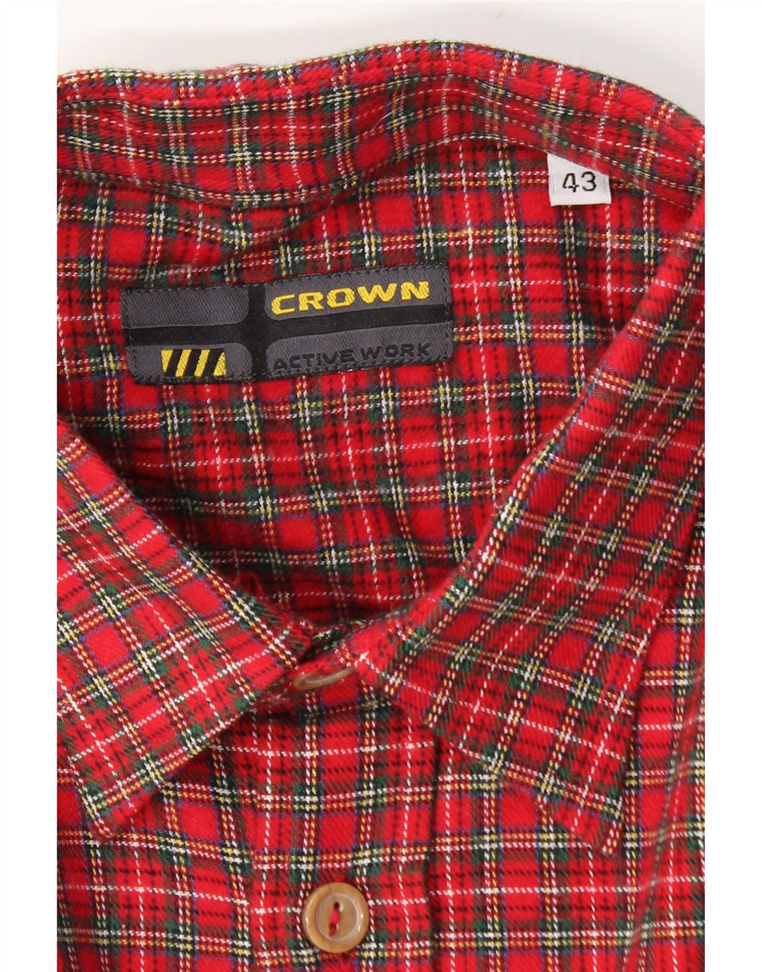 Camicia da uomo in flanella Crown taglia 43 grande cotone a quadri rossi