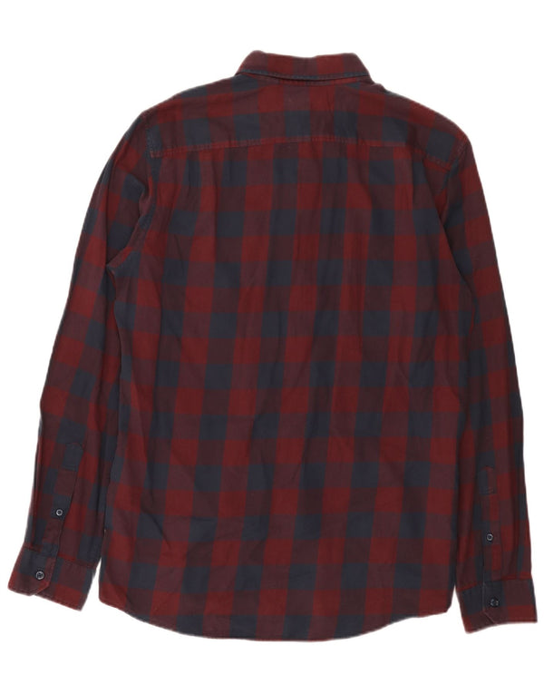 Camicia da uomo classica Jack Wills in cotone a quadretti bordeaux medio