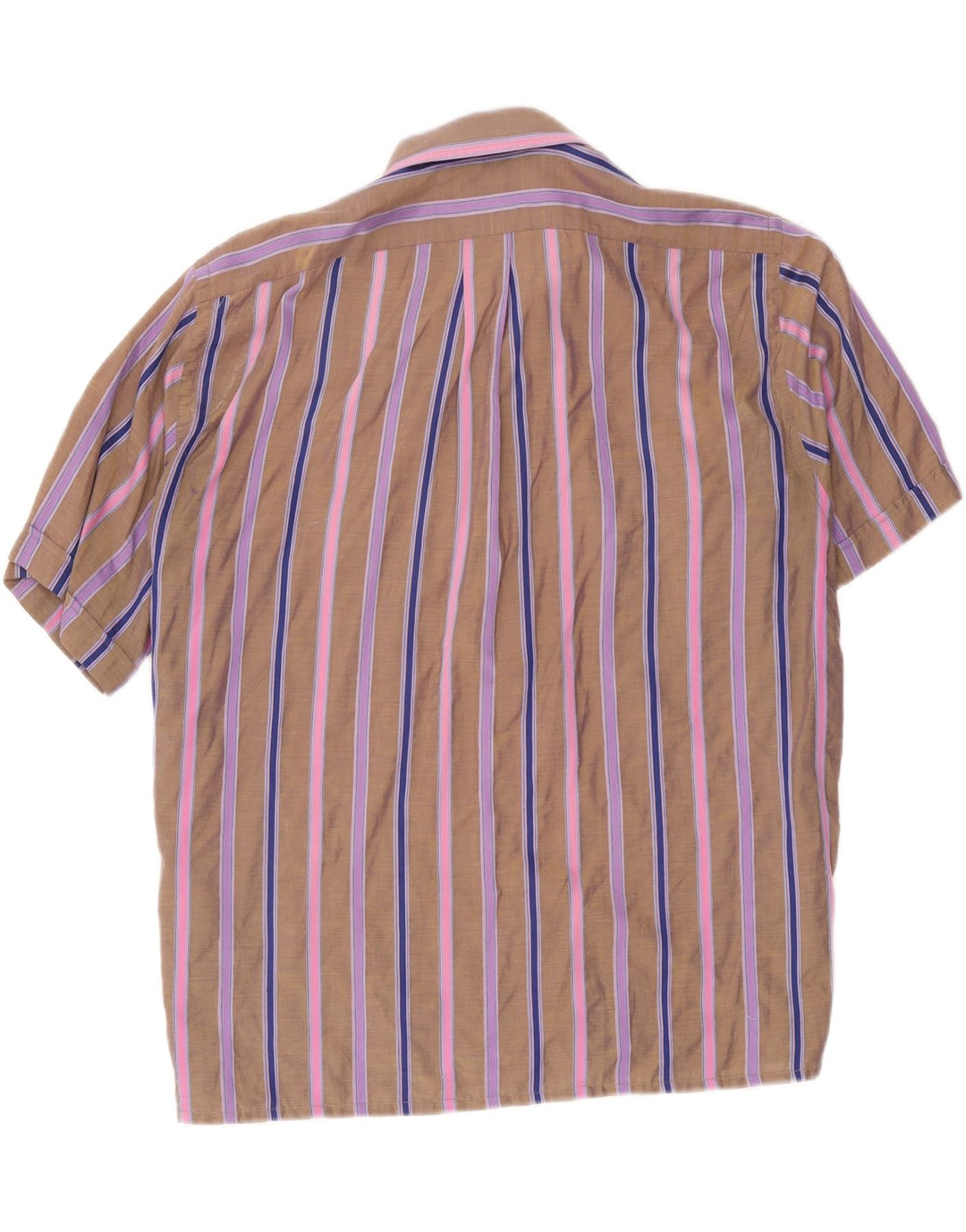 Camicia vintage da uomo a maniche corte, a righe marroni grandi