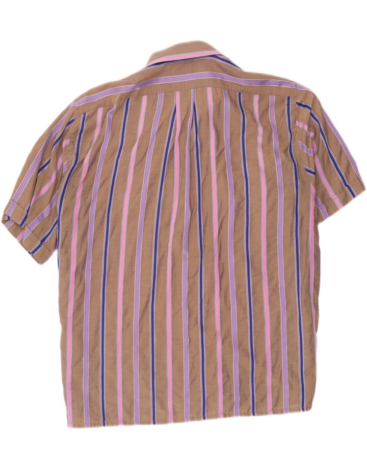 Camicia vintage da uomo a maniche corte, a righe marroni grandi