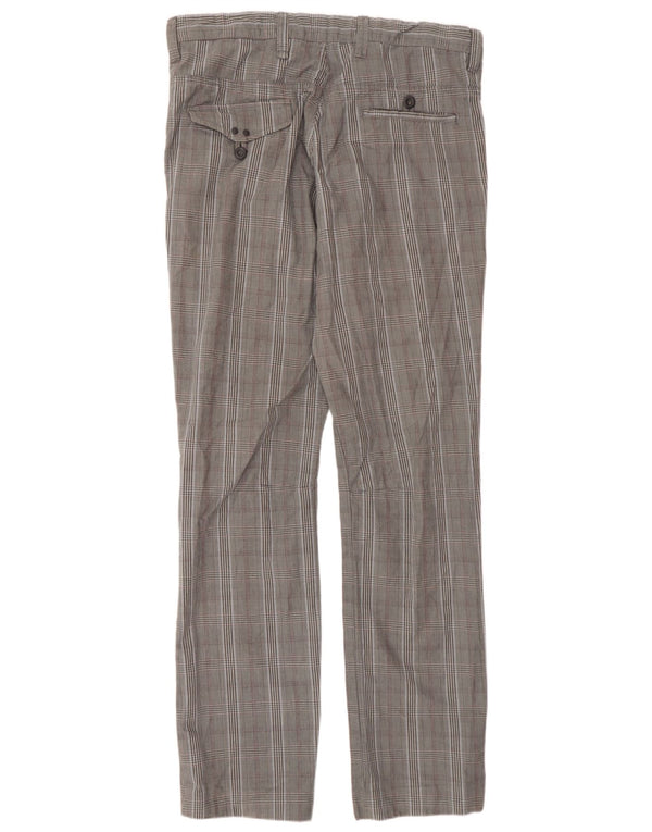 Pantaloni chino dritti da uomo Zara EU 44 Large W34 L35 cotone a quadri grigi
