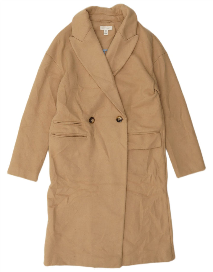 Cappotto doppiopetto da donna Topshop UK 8 piccolo poliestere beige