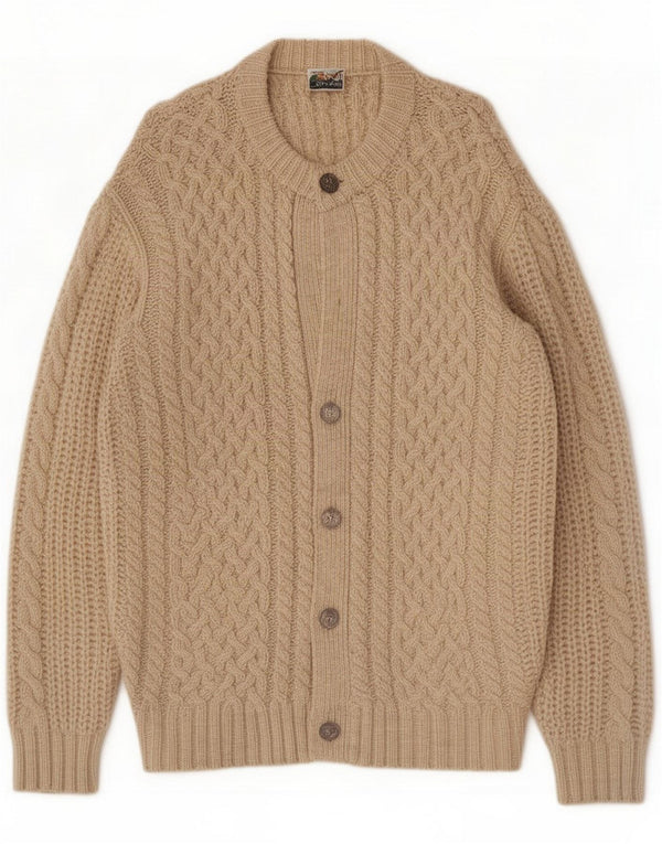 Alphorn Mens Trachten Cardigan Sweater EU 56 XL Beige Wool