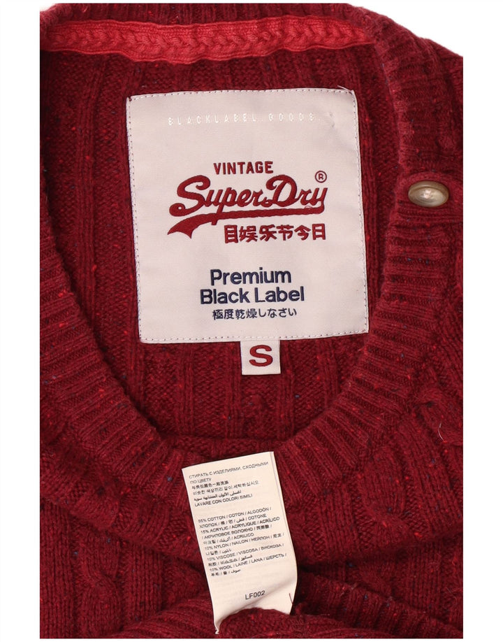 Maglione maglione da donna con scollo a barca SUPERDRY UK 10 piccolo cotone bordeaux