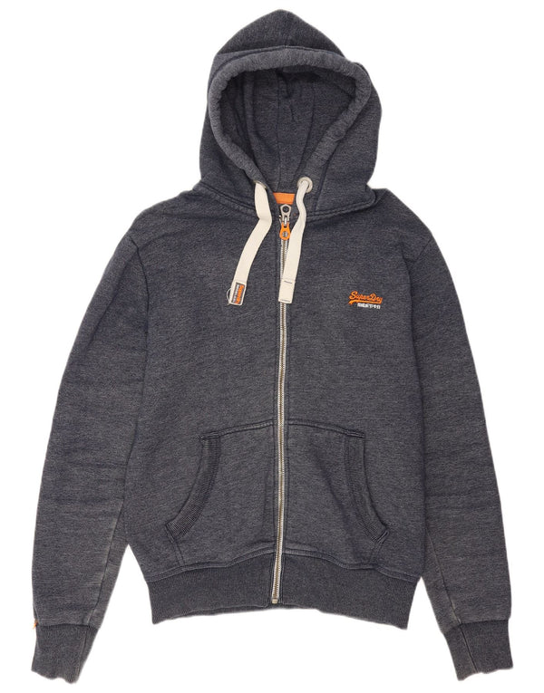 Superdry Mens Zip Hoodie Sweater XL Navy Blue Cotton