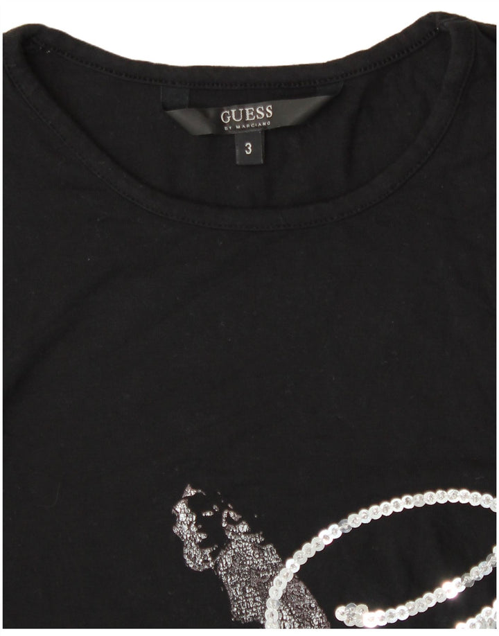 Guess By Marciano Top grafico da donna a maniche lunghe Taglia 3 XS Nero
