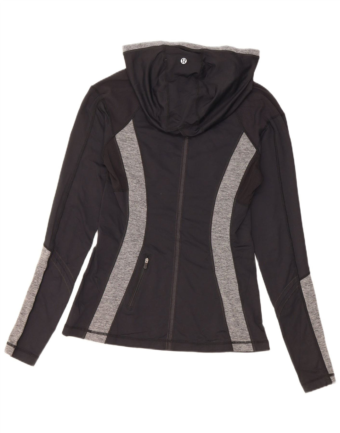 Lululemon Maglia da donna con cappuccio a maniche lunghe US 8 Nylon color block medio nero