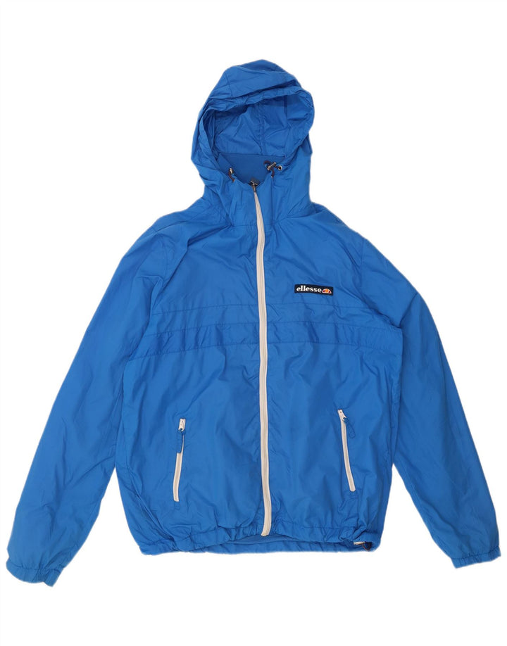 ELLESSE Giacca antipioggia da uomo con cappuccio UK 40 Large Blu Nylon