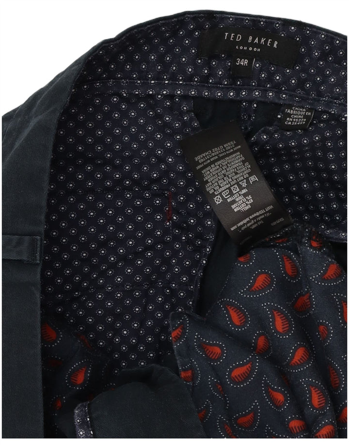 Pantaloni da abito dritti da uomo TED BAKER W34 L30 in cotone blu navy