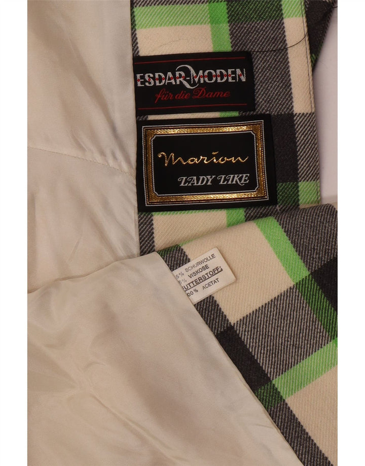 Soprabito vintage da donna UK 12 in lana vergine a quadri multicolore medio