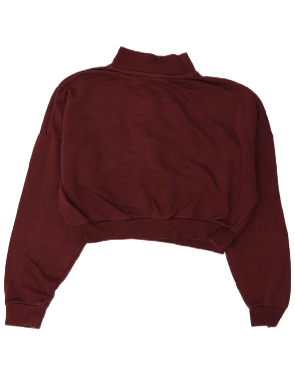 Felpa Nike da donna con collo corto e zip, maglione UK 14, cotone bordeaux medio