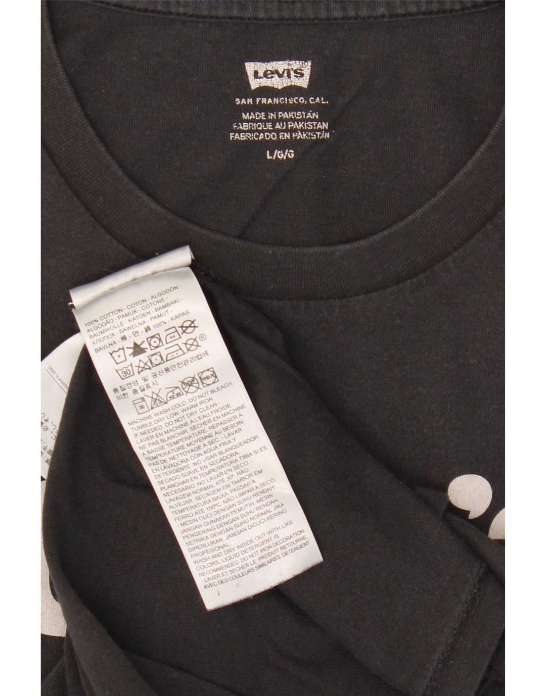 T-shirt grafica da donna Levi's Top UK 16 grande cotone grigio