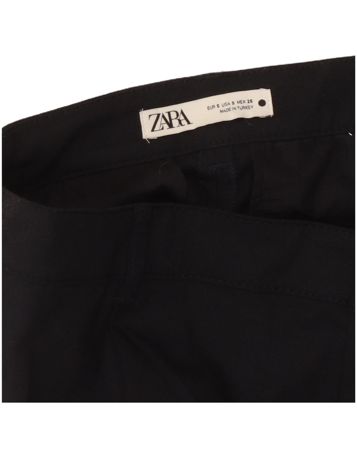 Pantaloni Chino con Pegged a Vita Alta da Donna ZARA Small W26 L27 Blu Navy