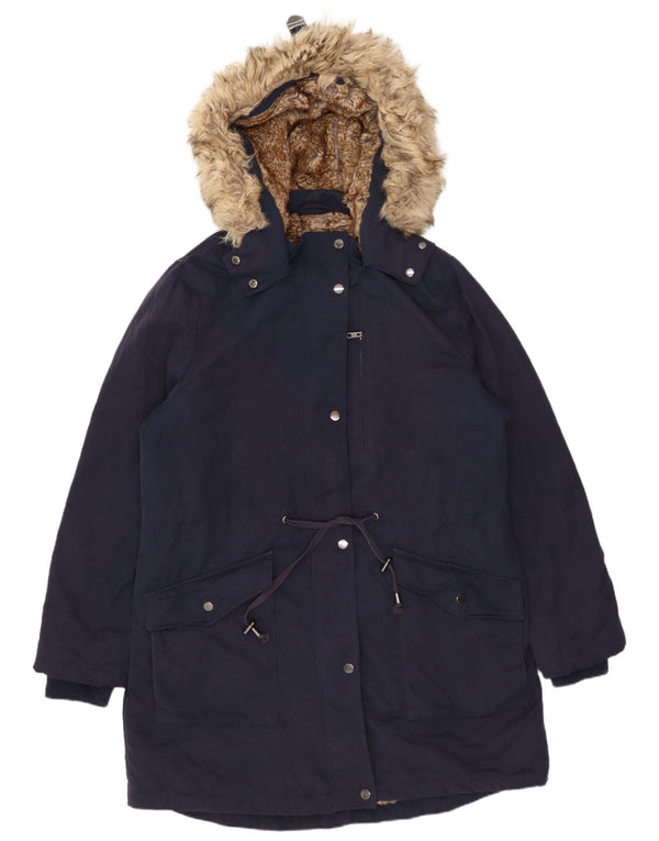 Giacca parka oversize con cappuccio Marks & Spencer da donna UK 14 grande blu navy