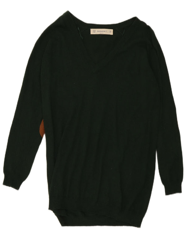 Abito maglione a maniche lunghe da donna Zara UK 14 Cotone verde medio