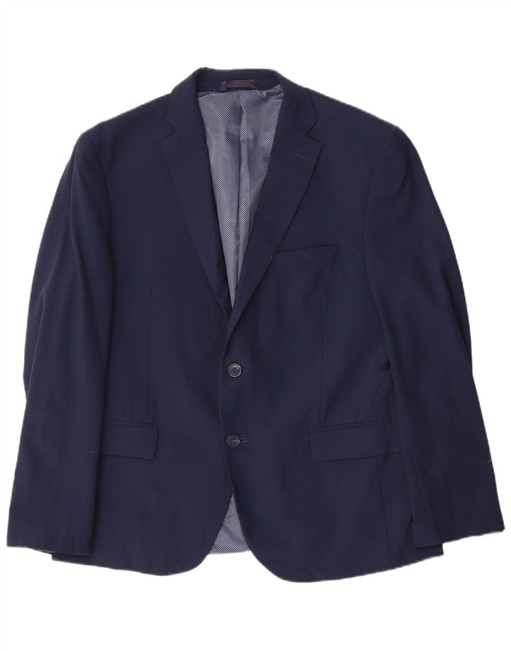 Giacca blazer corta da uomo a 2 bottoni Marks & Spencer UK 42 XL Lana blu navy