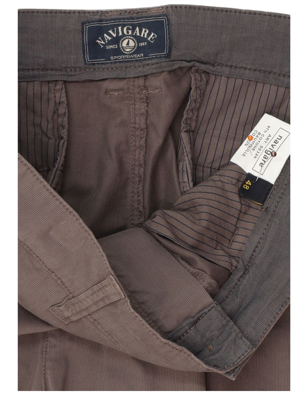 Pantaloni chino dritti da uomo NAVIGARE IT 48 medio W34 L26 cotone grigio