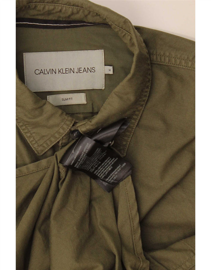 Camicia slim fit da uomo Calvin Klein Jeans in cotone verde medio