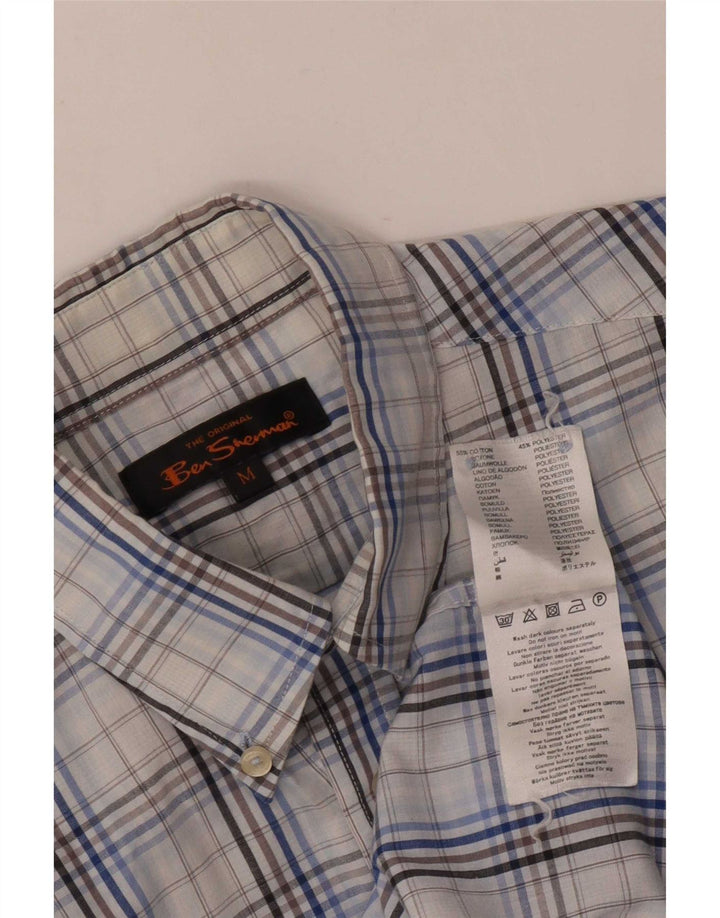 Camicia da uomo Ben Sherman in cotone a quadri blu medio