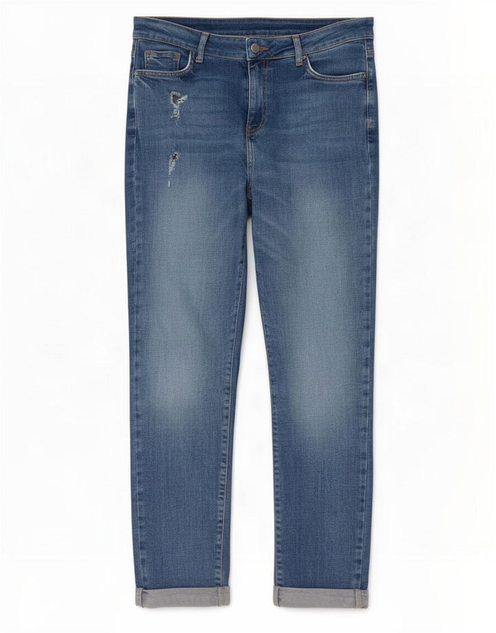 Jeans slim effetto consumato da donna M&Co UK 12 medio W28 L28 blu