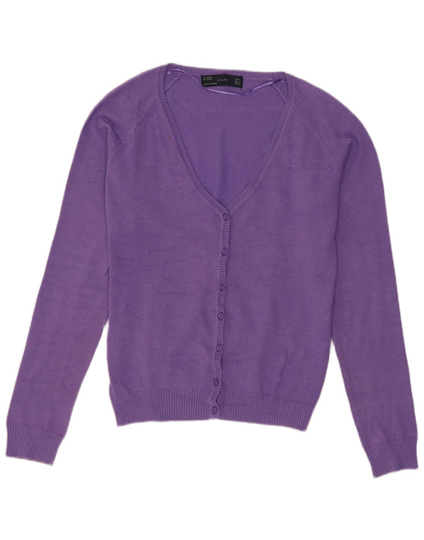 Maglione cardigan da donna Zara UK 10 piccolo cotone viola