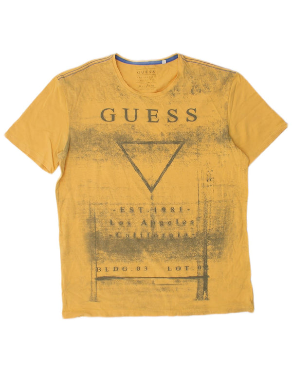 Guess T-shirt grafica extra slim da uomo, grande, gialla