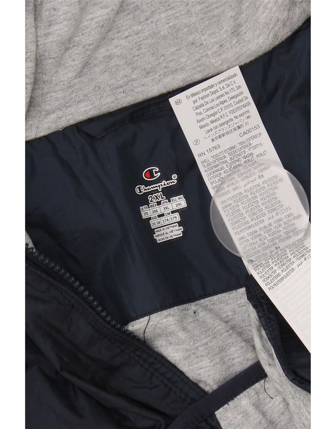 Giacca antipioggia con cappuccio Champion da ragazzo 15-16 anni 2XL poliestere blu navy