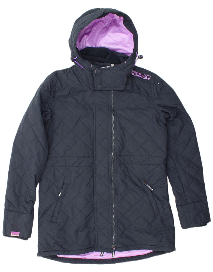 Giacca parka con cappuccio Windparka da donna SUPERDRY UK 18 XL nylon blu navy