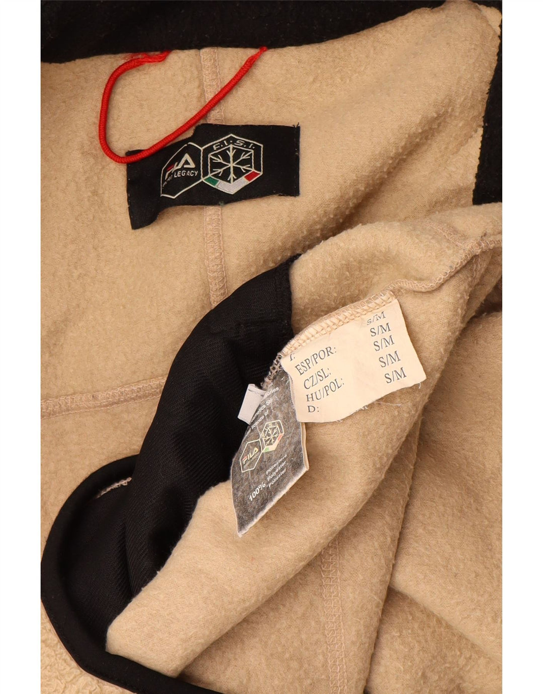 Giacca in pile da uomo vestibilità ampia FILA UK 36 Small Beige Colourblock Poliestere