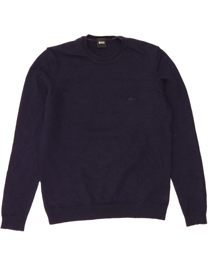HUGO BOSS Womens Crew Neck Jumper Sweater UK 14 Medium Navy Blue Vintage Hugo Boss and Second-Hand Hugo Boss from Messina Hembry 