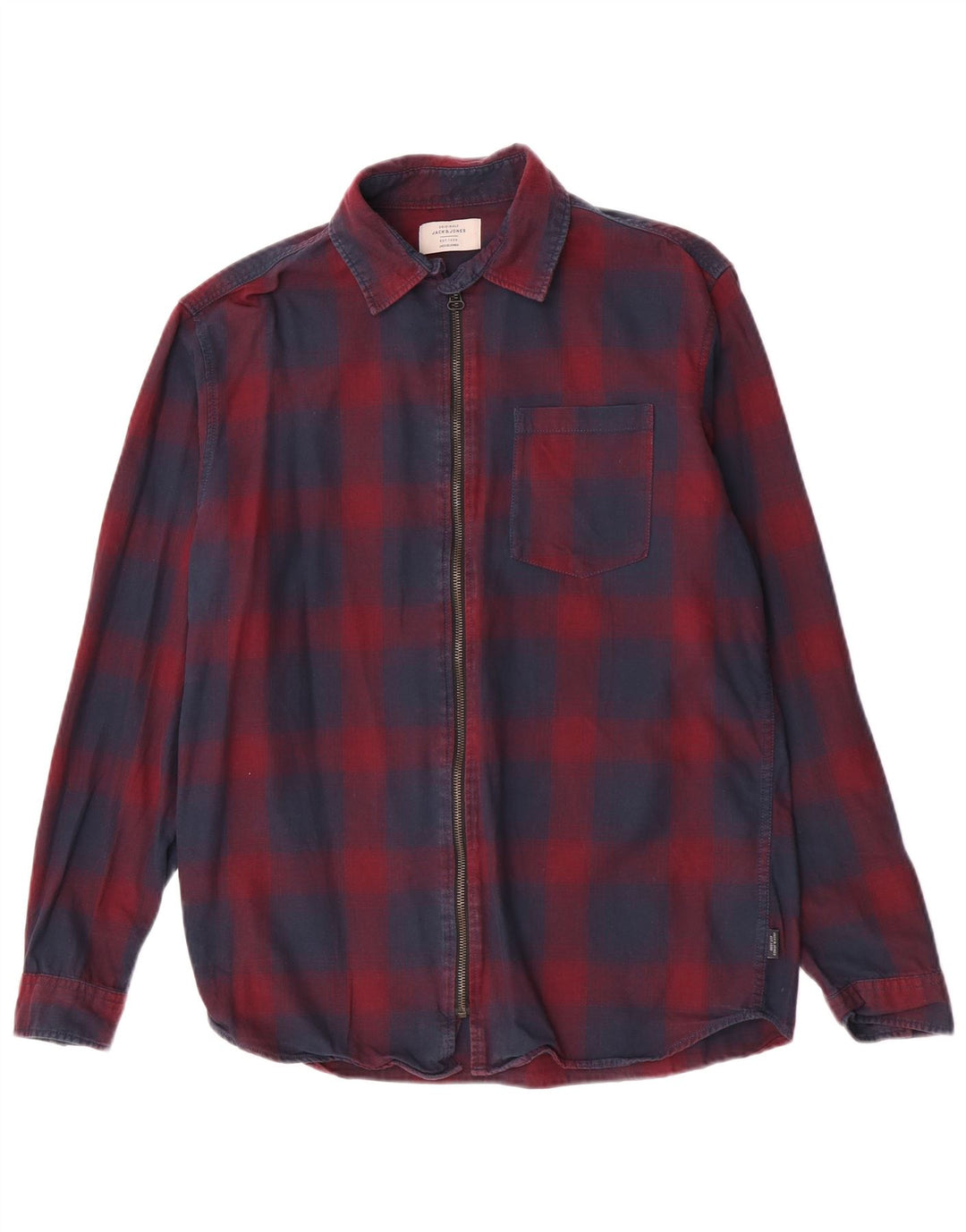 Camicia da uomo in flanella Jack & Jones grande in cotone scozzese blu navy